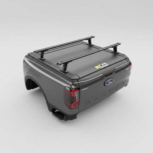 Low Heavy Duty Load Bars and Ruggedized Manual Roller Shutter for Nissan Navara 2015-2025 Double Cab