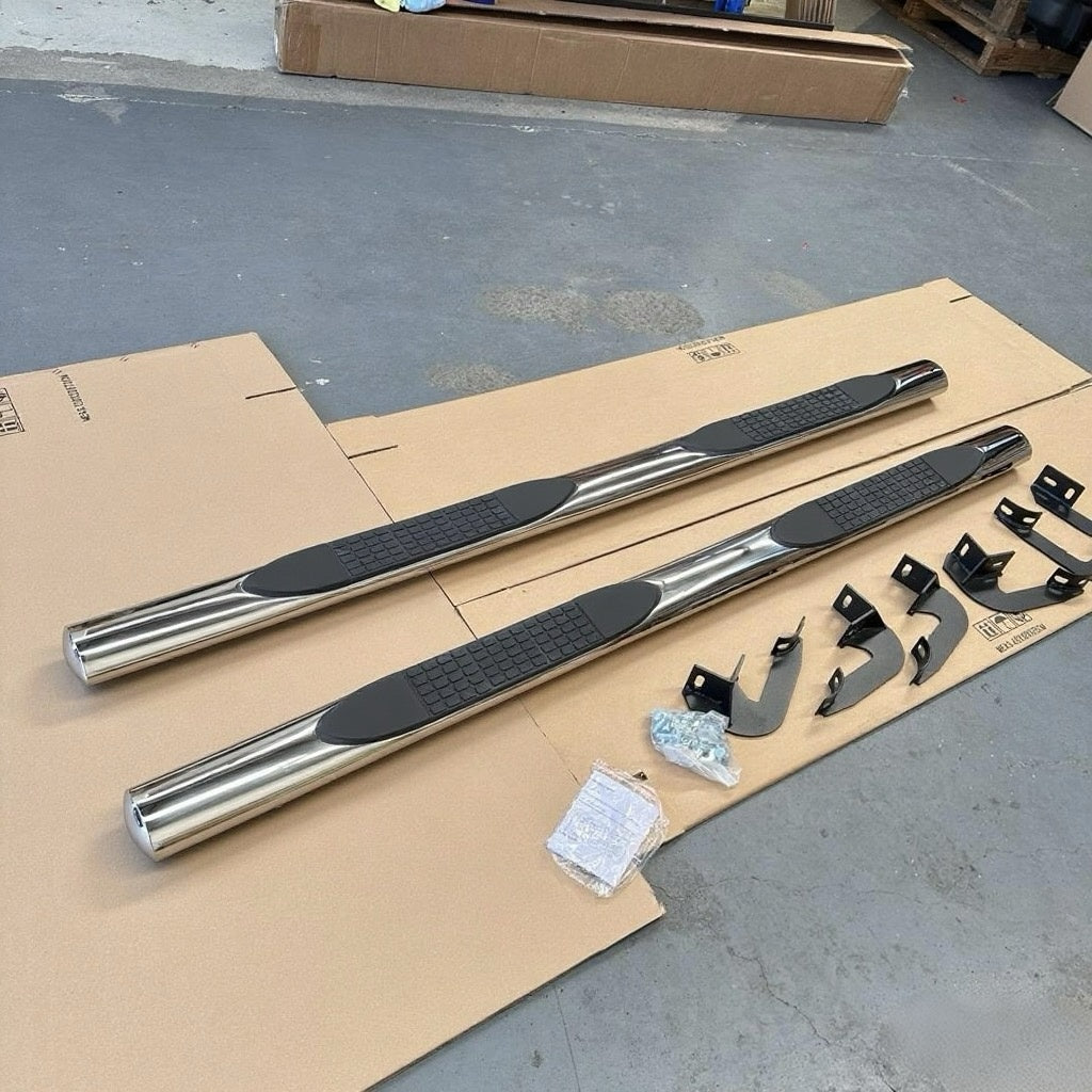 Running Board 4 inch Oval Tube Stainless Steel Hilux Vigo 2005-2015 Double Cab