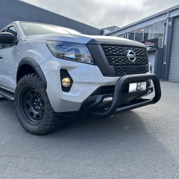 Stainless Steel Nudge Bar Nissan Navara 2021-2025 Medium Size (Compatible Front Sensors) Matte Black
