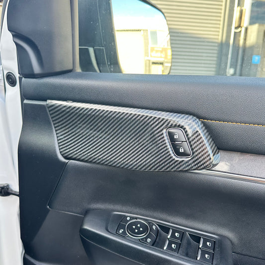 Carbon Fiber Interior Front Door Panel Trim Cover for Ford Ranger 2022+ New Ranger