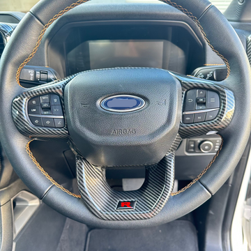 Carbon Fiber Interior Steering Wheel Trim Cover for Ford Ranger 2022+ New Ranger
