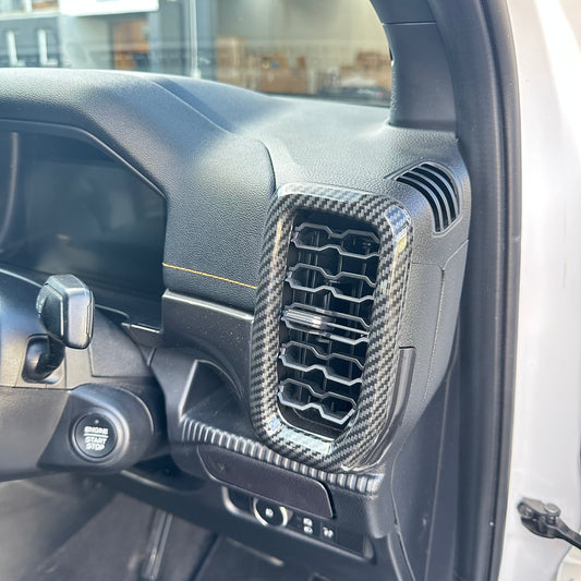 Carbon Fiber Interior Front Side Vent Overlay Trim Cover for Ford Ranger 2022+ New Ranger