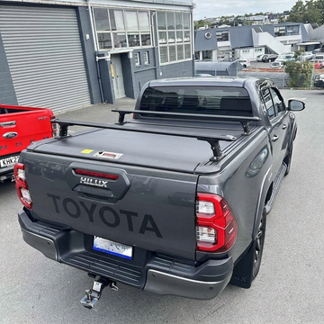Low Heavy Duty Load Bars and Ruggedized Manual Roller Shutter for Toyota Hilux 2015-2025 Double Cab