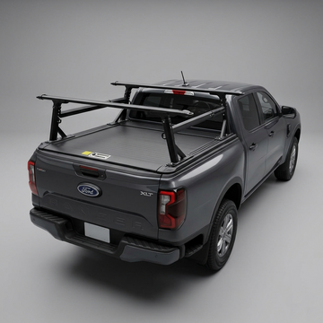 High Heavy Duty Load Bars and Ruggedized Manual Roller Shutter for Ford Ranger 2022+ Double Cab