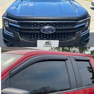 Monsoon and Bonnet Guard Matte Black Ford Ranger 2022+ Super Cab
